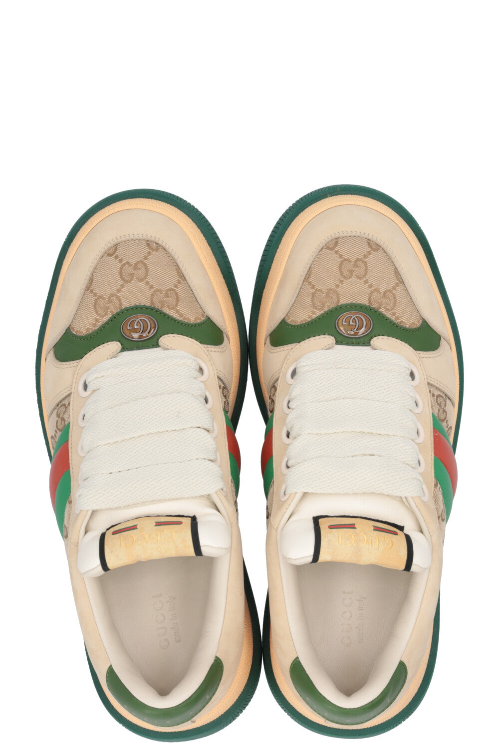 GUCCI Double Screener GG Sneakers Beige Green