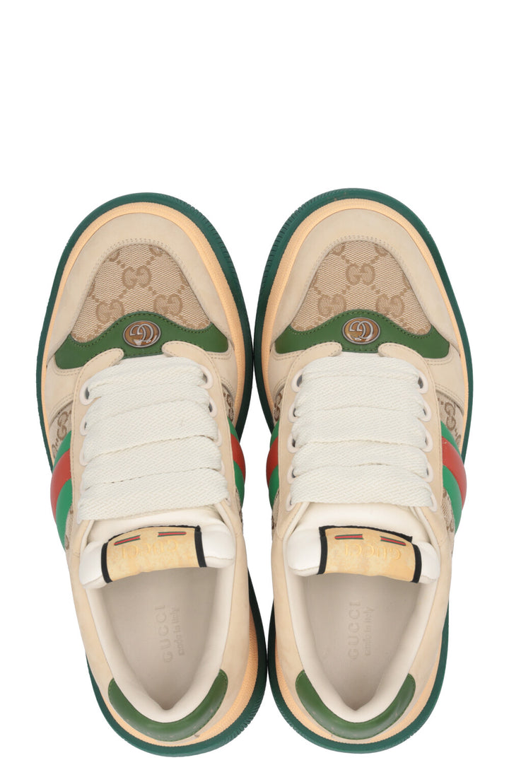 GUCCI Double Screener GG Sneakers Beige Green