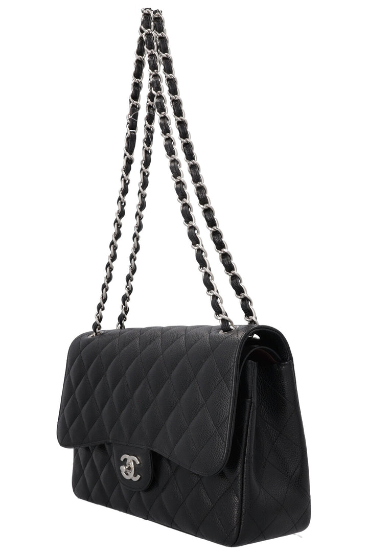 CHANEL Double Flap Bag Large Caviar Black