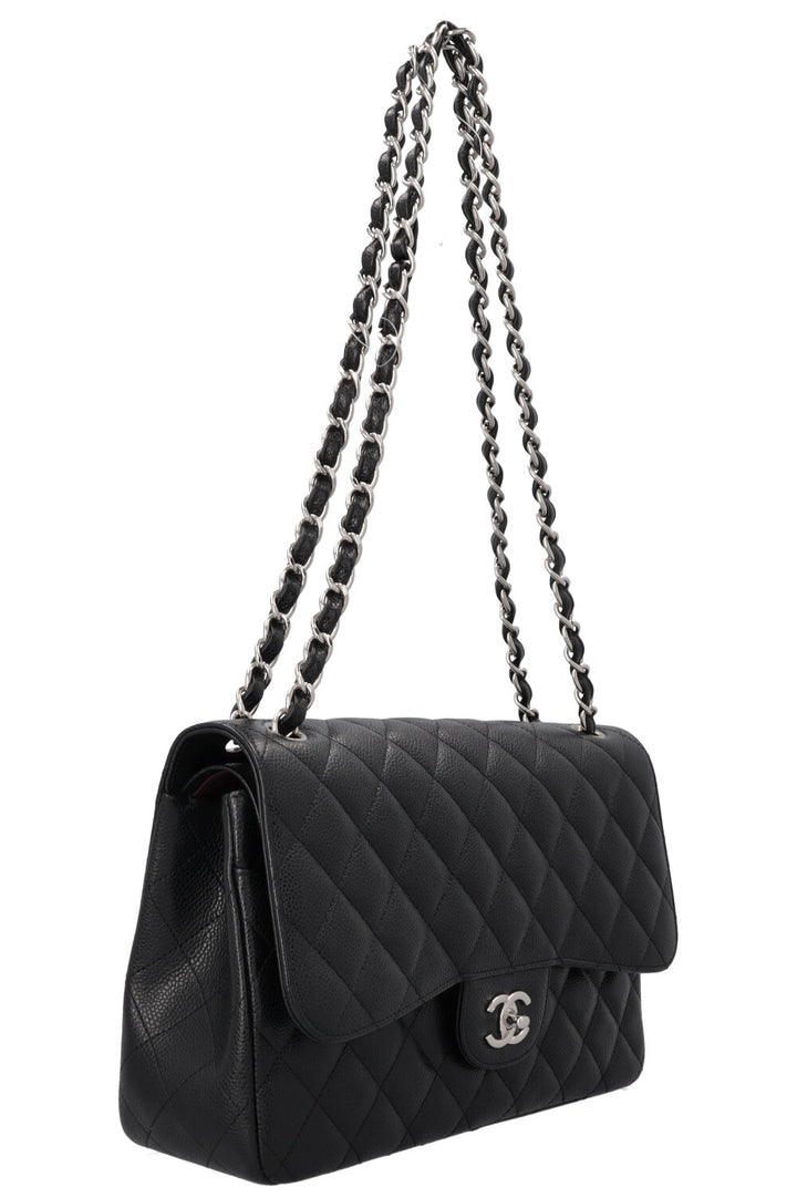 CHANEL Double Flap Bag Large Caviar Black
