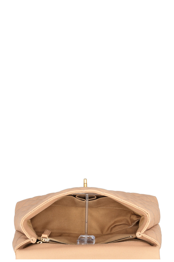 CHANEL Coco Handle Bag Caviar Lizard Beige