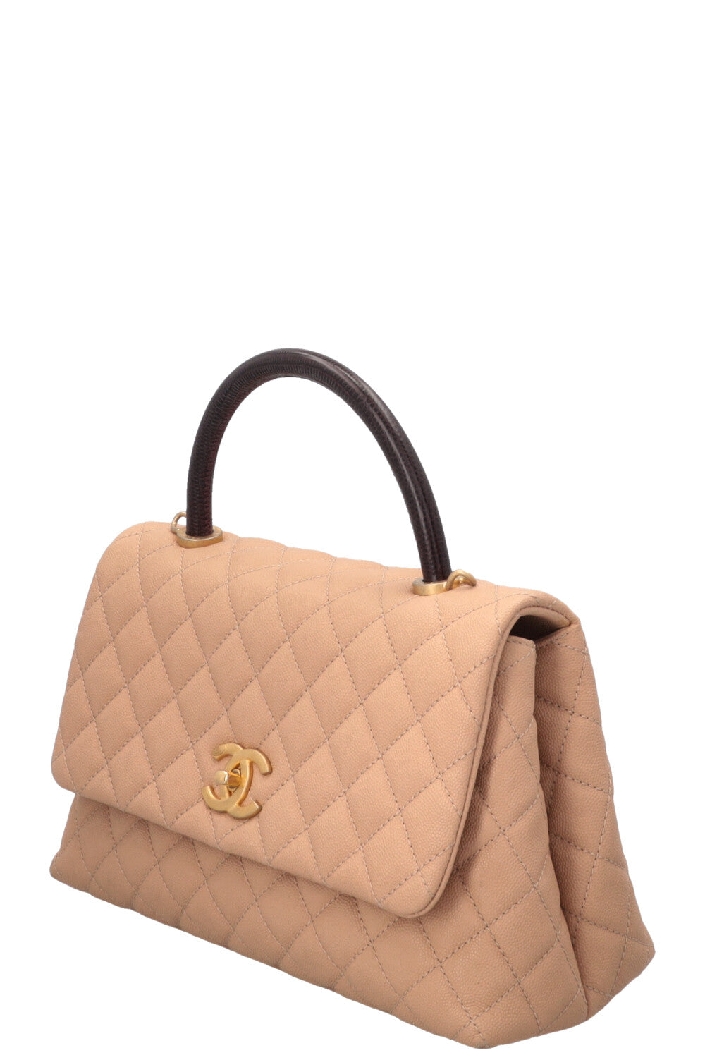CHANEL Coco Handle Bag Caviar Lizard Beige