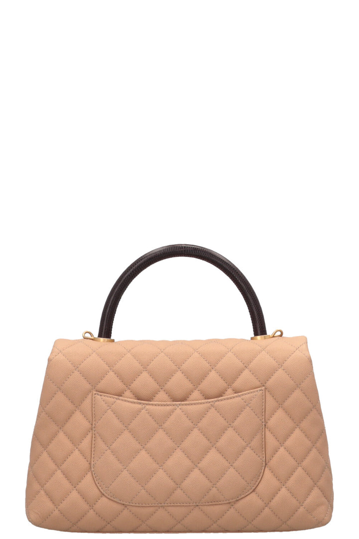 CHANEL Coco Handle Bag Caviar Lizard Beige