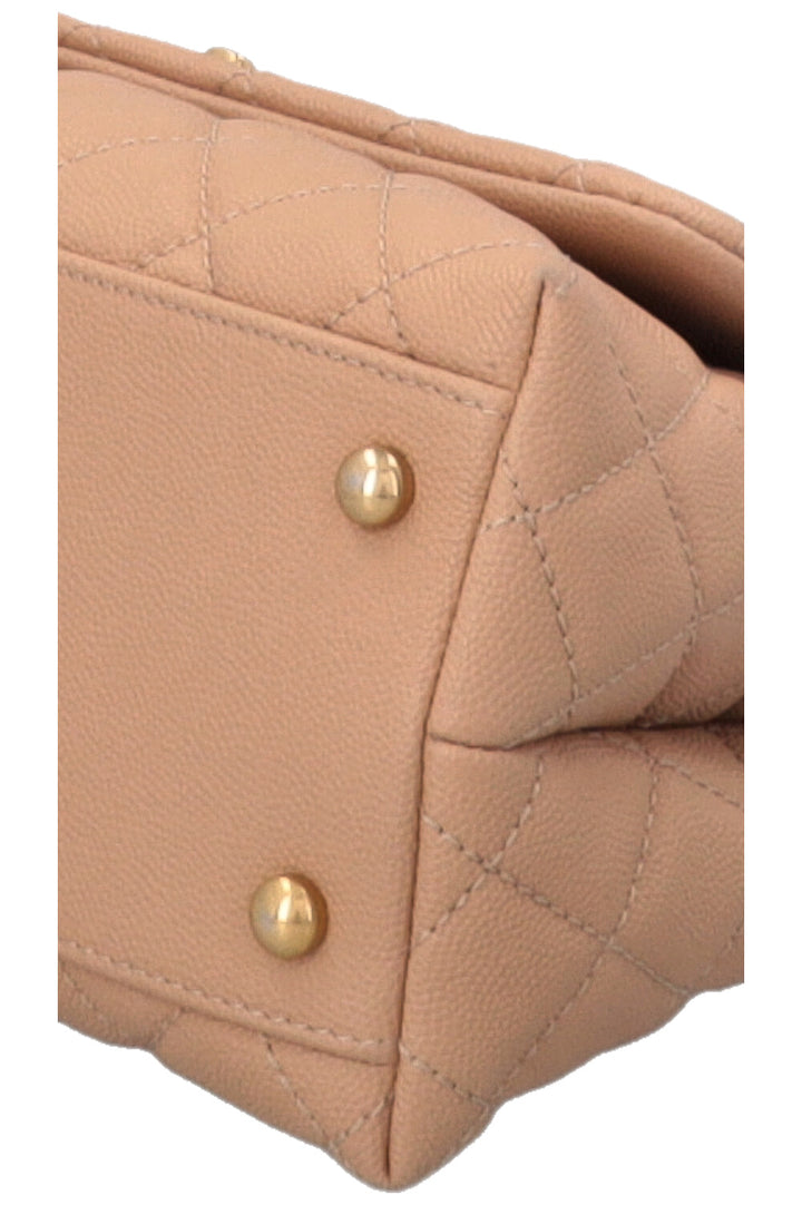 CHANEL Coco Handle Bag Caviar Lizard Beige