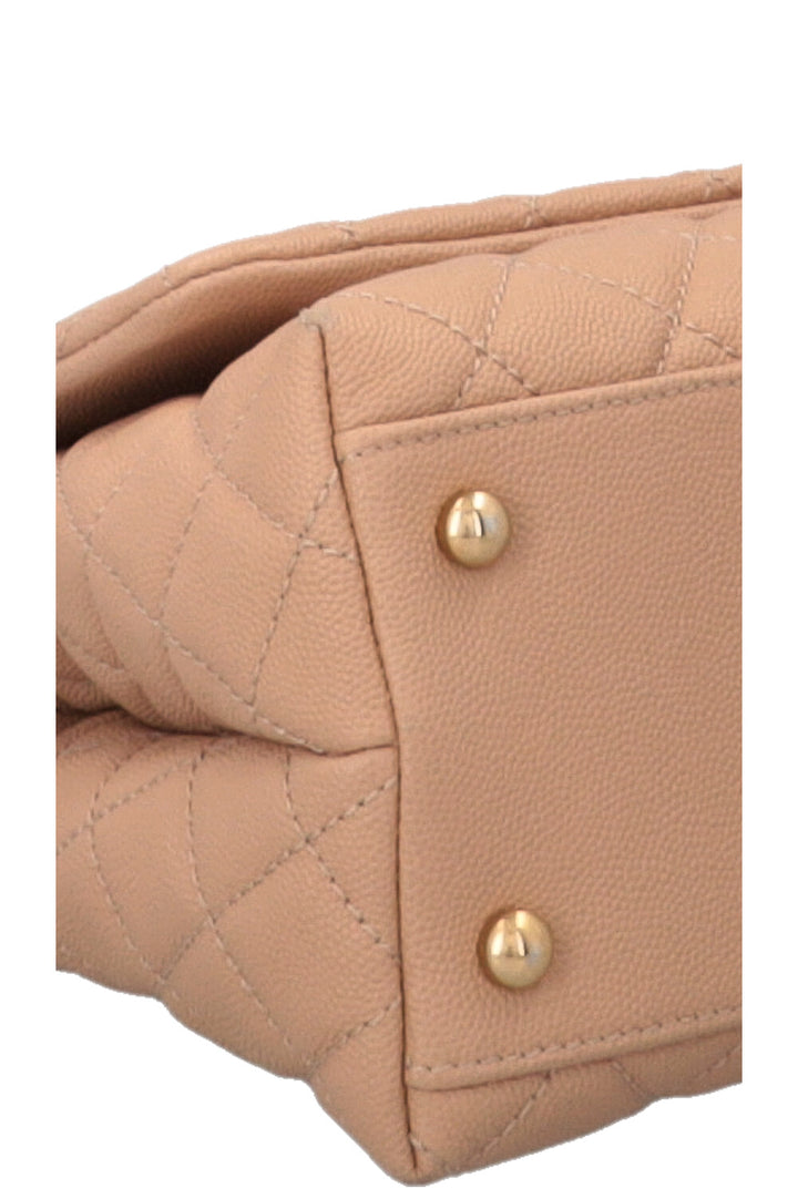 CHANEL Coco Handle Bag Caviar Lizard Beige