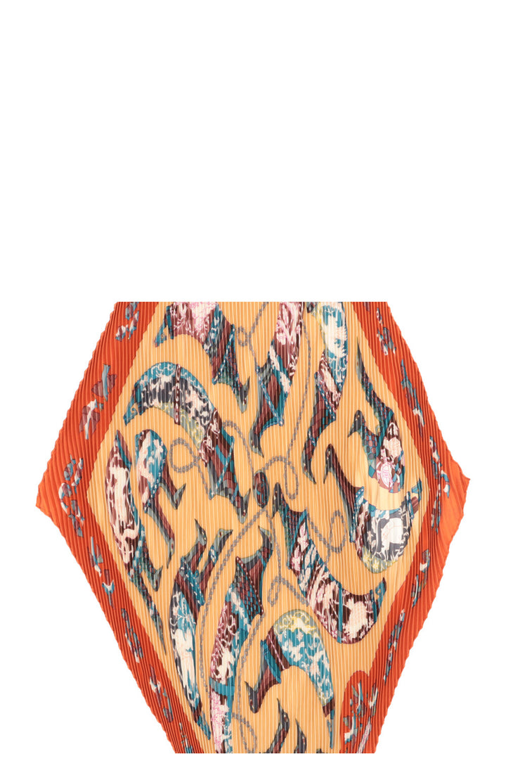 HERMÈS Bird Plissé Carré Orange