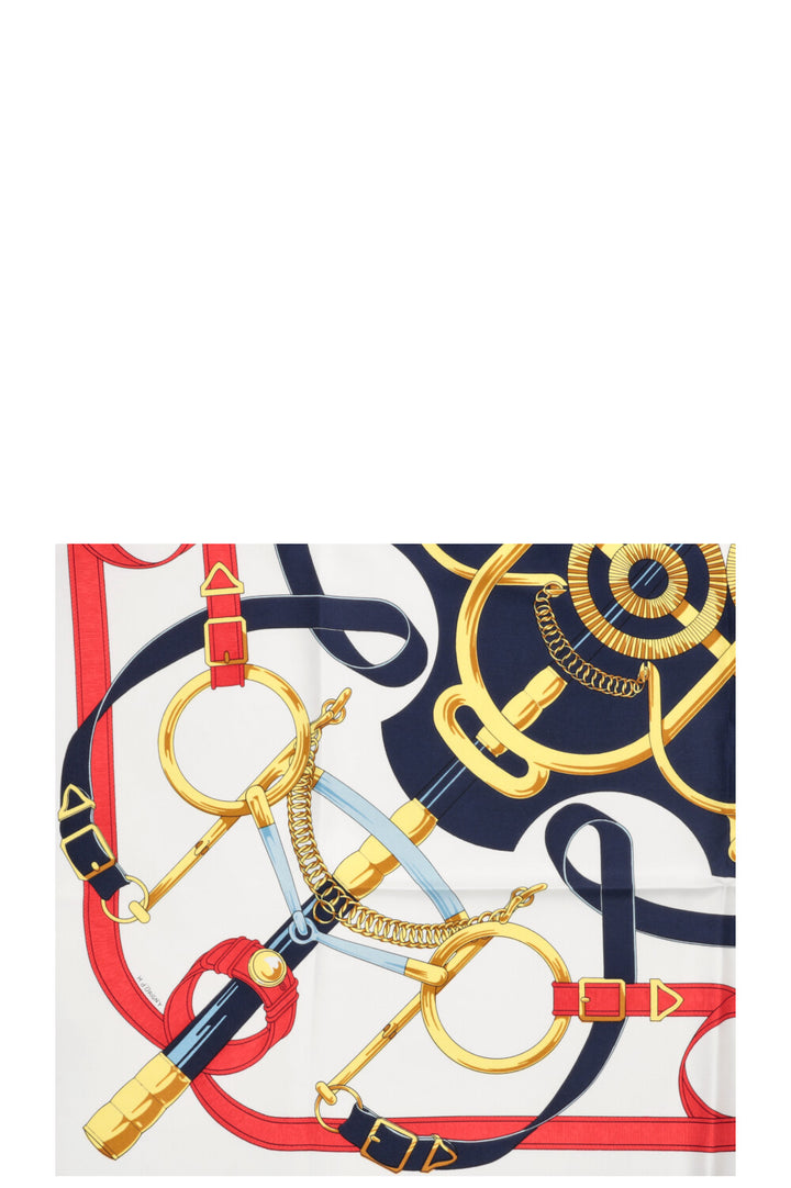 Foulard en soie HERMÈS Éperon d'Or 90 Bleu Rouge