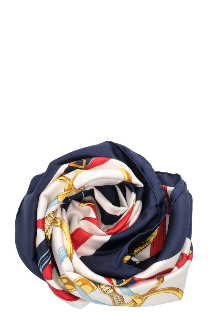 Foulard en soie HERMÈS Éperon d'Or 90 Bleu Rouge
