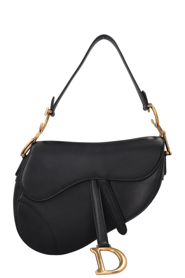Sacoche Saddle CHRISTIAN DIOR en cuir souple noir