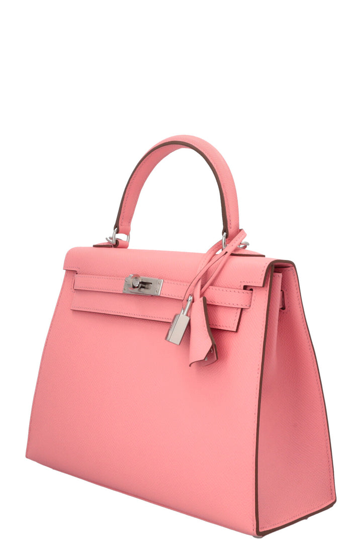 HERMÈS Kelly 25 Sellier Epsom Rose Confetti