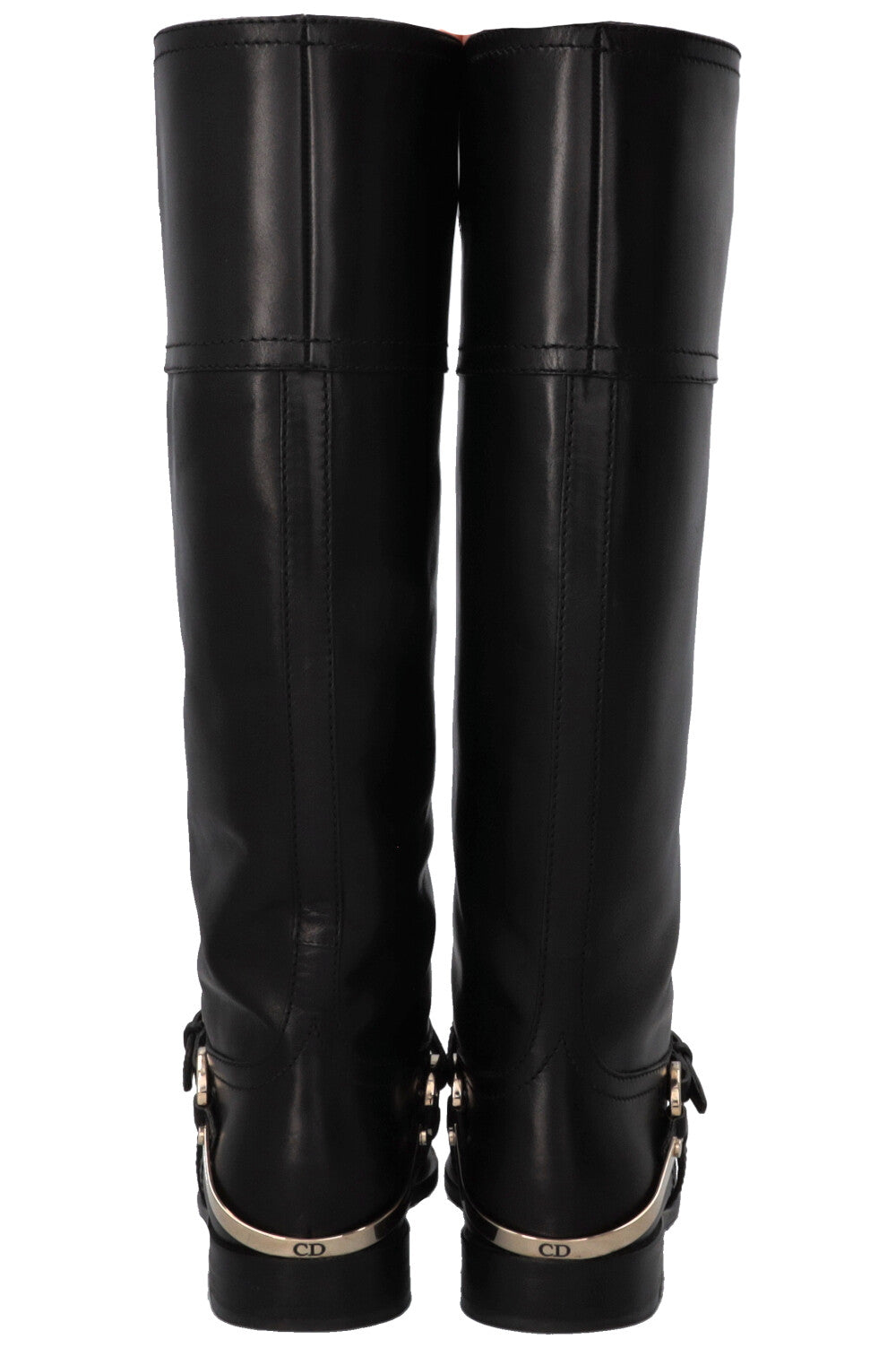 CHRISTIAN DIOR Knee High Etrier Boots Leather Black