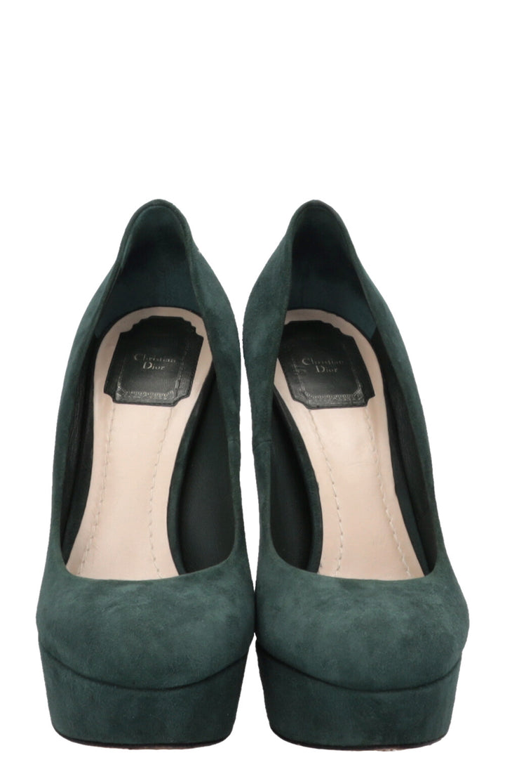 CHRISTIAN DIOR Platform Heels Suede Petrol