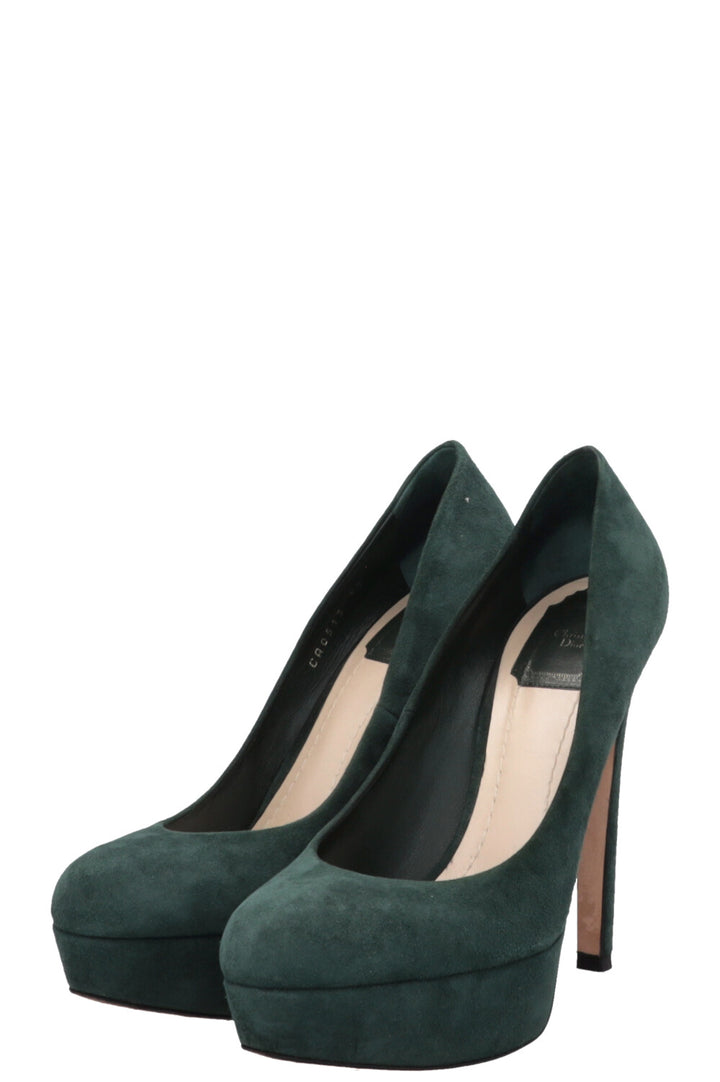 CHRISTIAN DIOR Platform Heels Suede Petrol