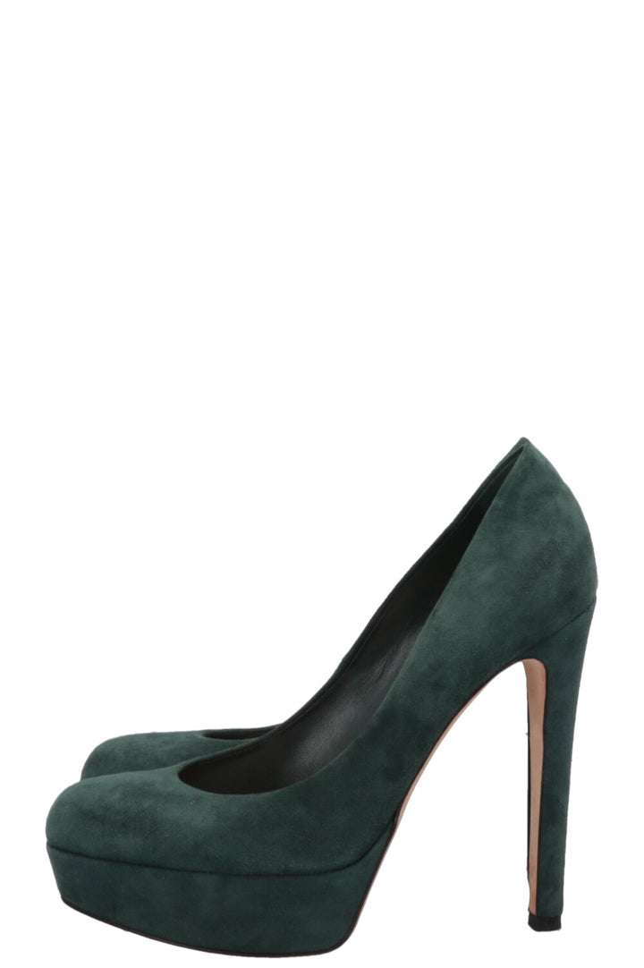 CHRISTIAN DIOR Platform Heels Suede Petrol