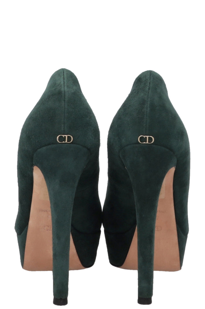 CHRISTIAN DIOR Platform Heels Suede Petrol