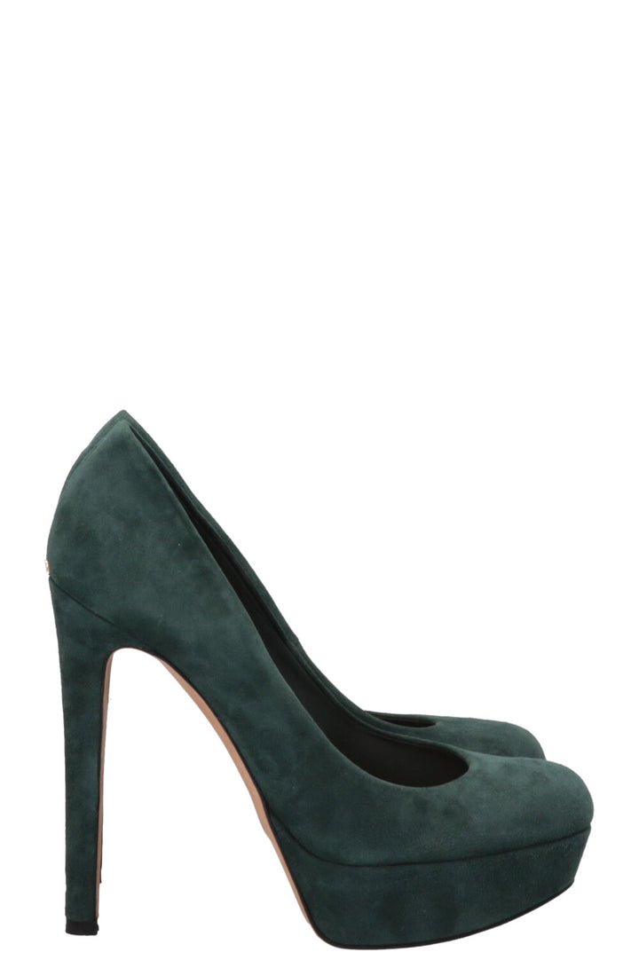 CHRISTIAN DIOR Platform Heels Suede Petrol