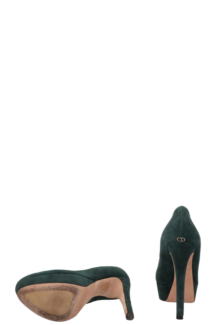 CHRISTIAN DIOR Platform Heels Suede Petrol