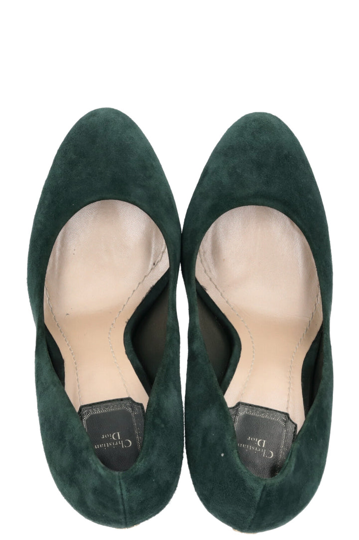 CHRISTIAN DIOR Platform Heels Suede Petrol