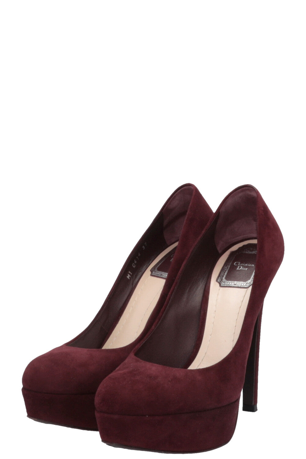 CHRISTIAN DIOR Plateau Heels Suede Burgundy