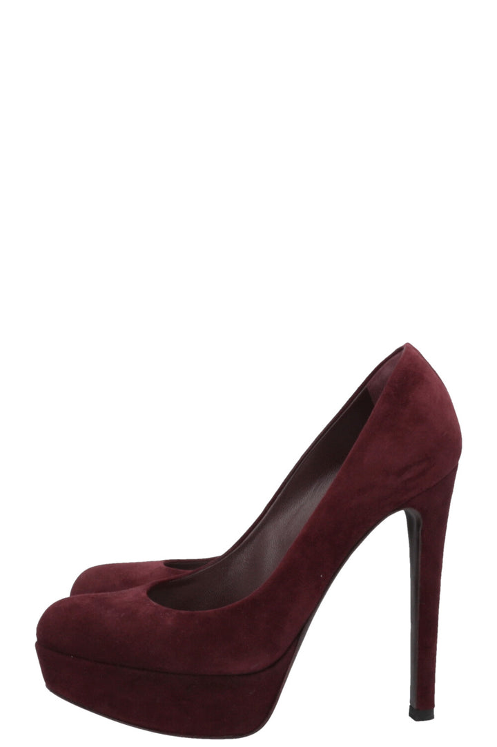 CHRISTIAN DIOR Plateau Heels Suede Burgundy