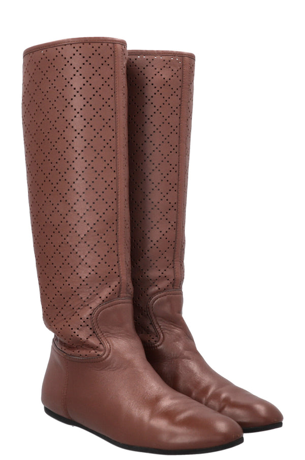 Bottes hautes GUCCI marron à découpe laser