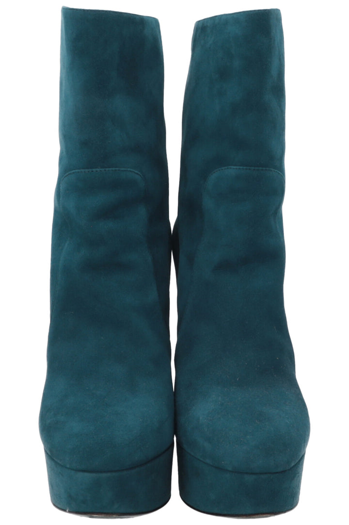 PRADA Platform Ankle Boots Suede Blue