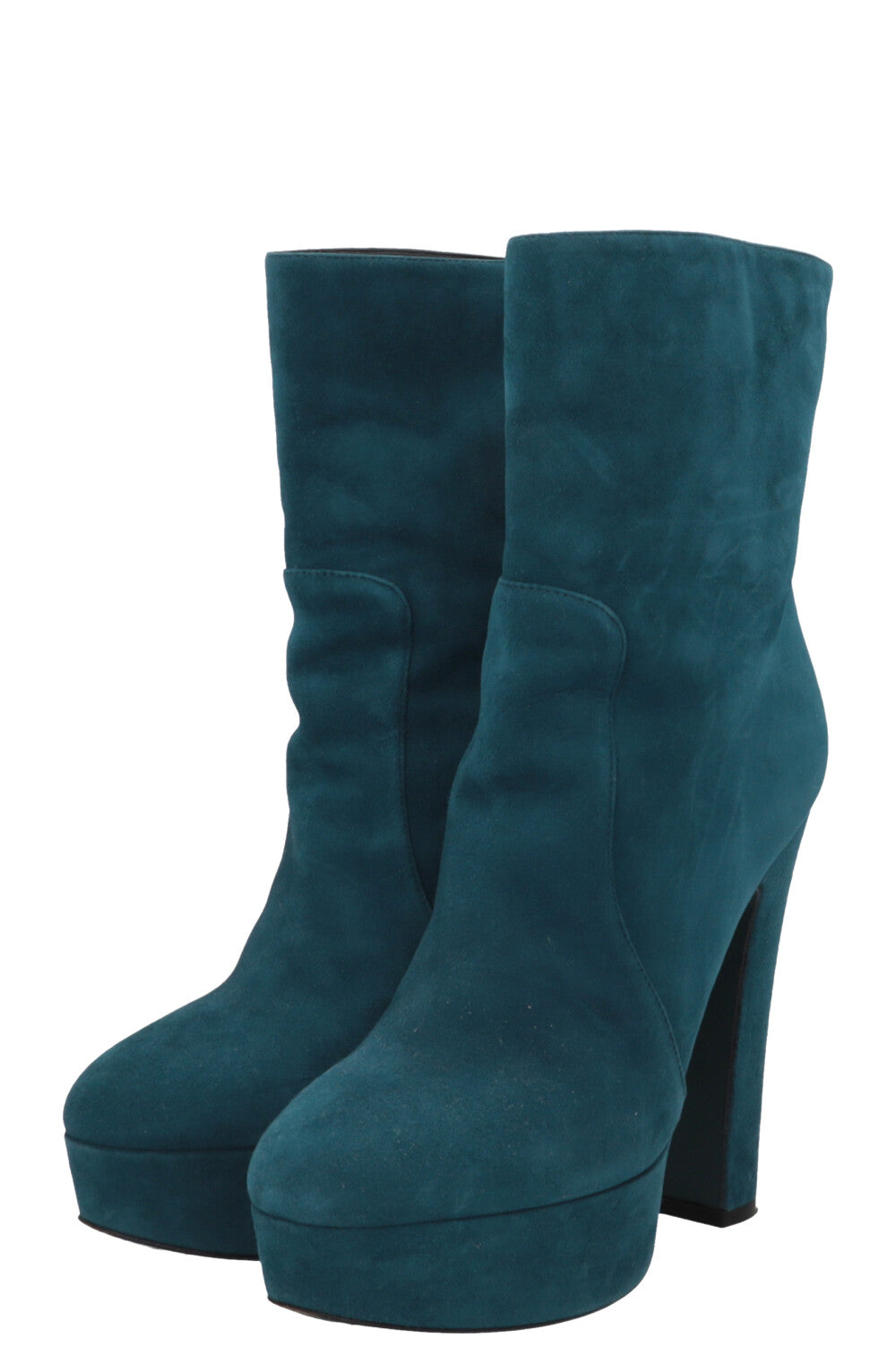 PRADA Platform Ankle Boots Suede Blue