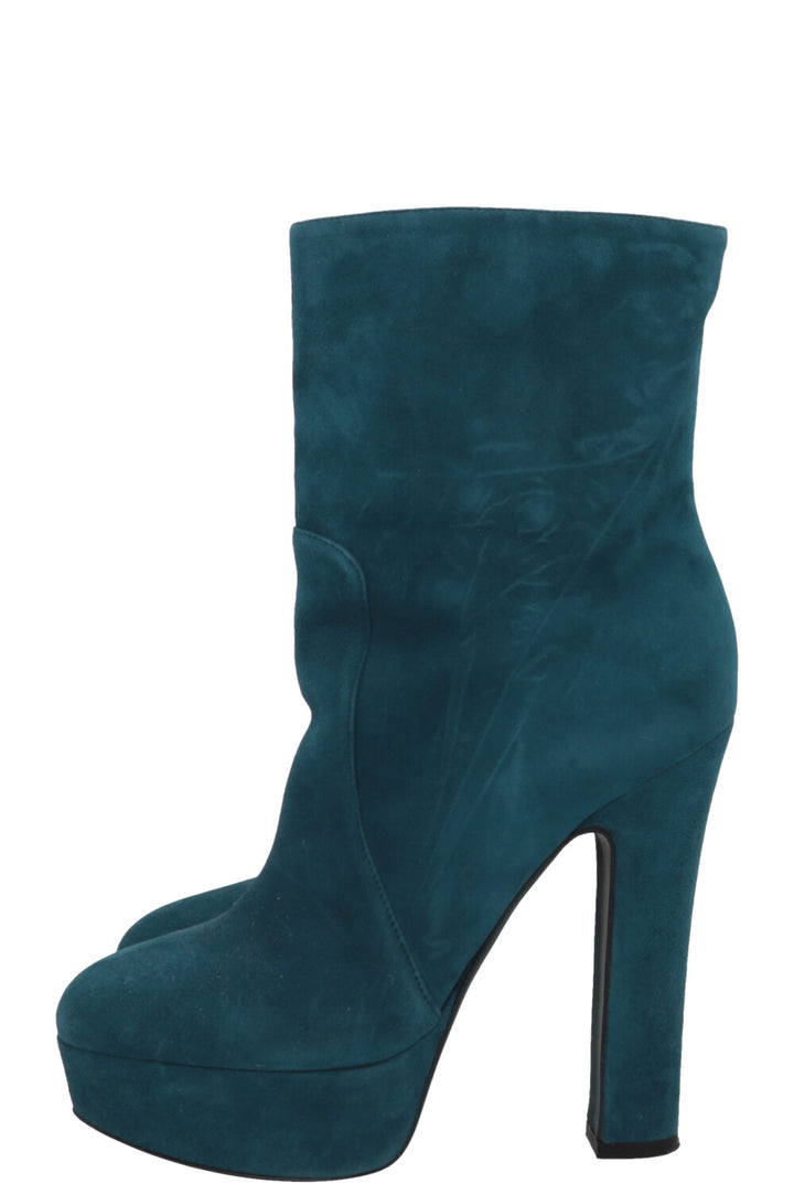 PRADA Platform Ankle Boots Suede Blue