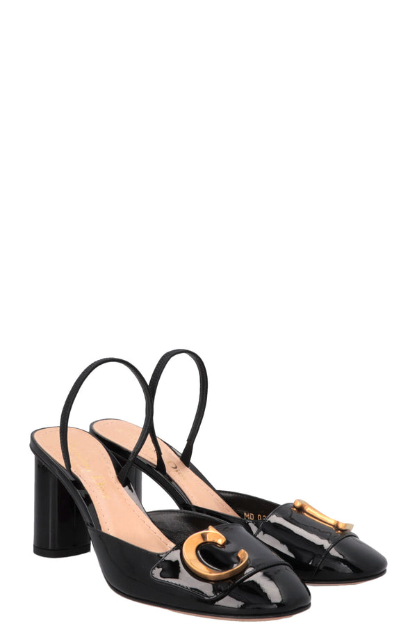 CHRISTIAN DIOR C'Est Dior Slingback Heels Patent Black