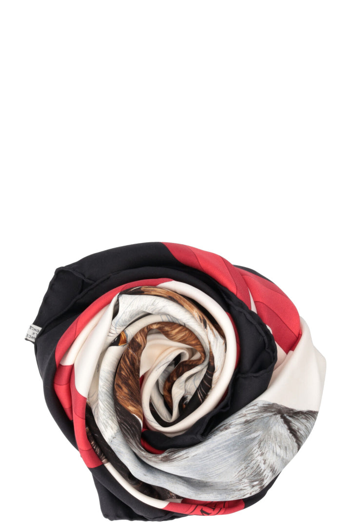 HERMES Carré 90 Les Chats Blanc Rouge