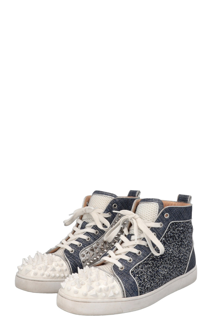 CHRISTIAN LOUBOUTIN Baskets montantes Louis Mix Cristaux Bleu