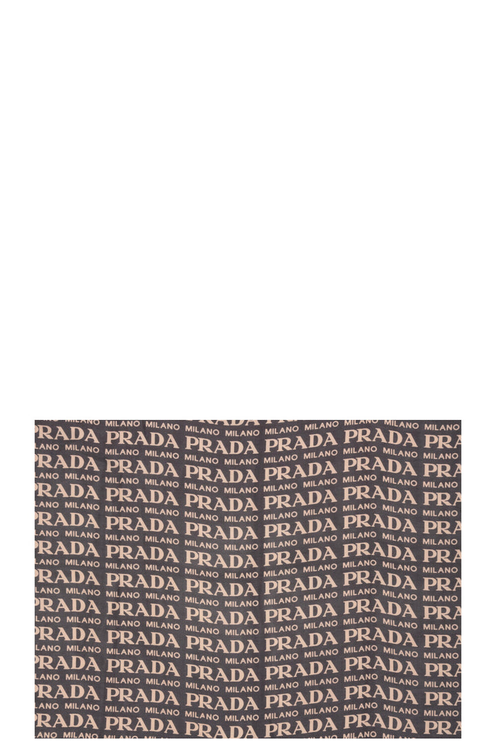 PRADA Logo Écharpe Soie Marron