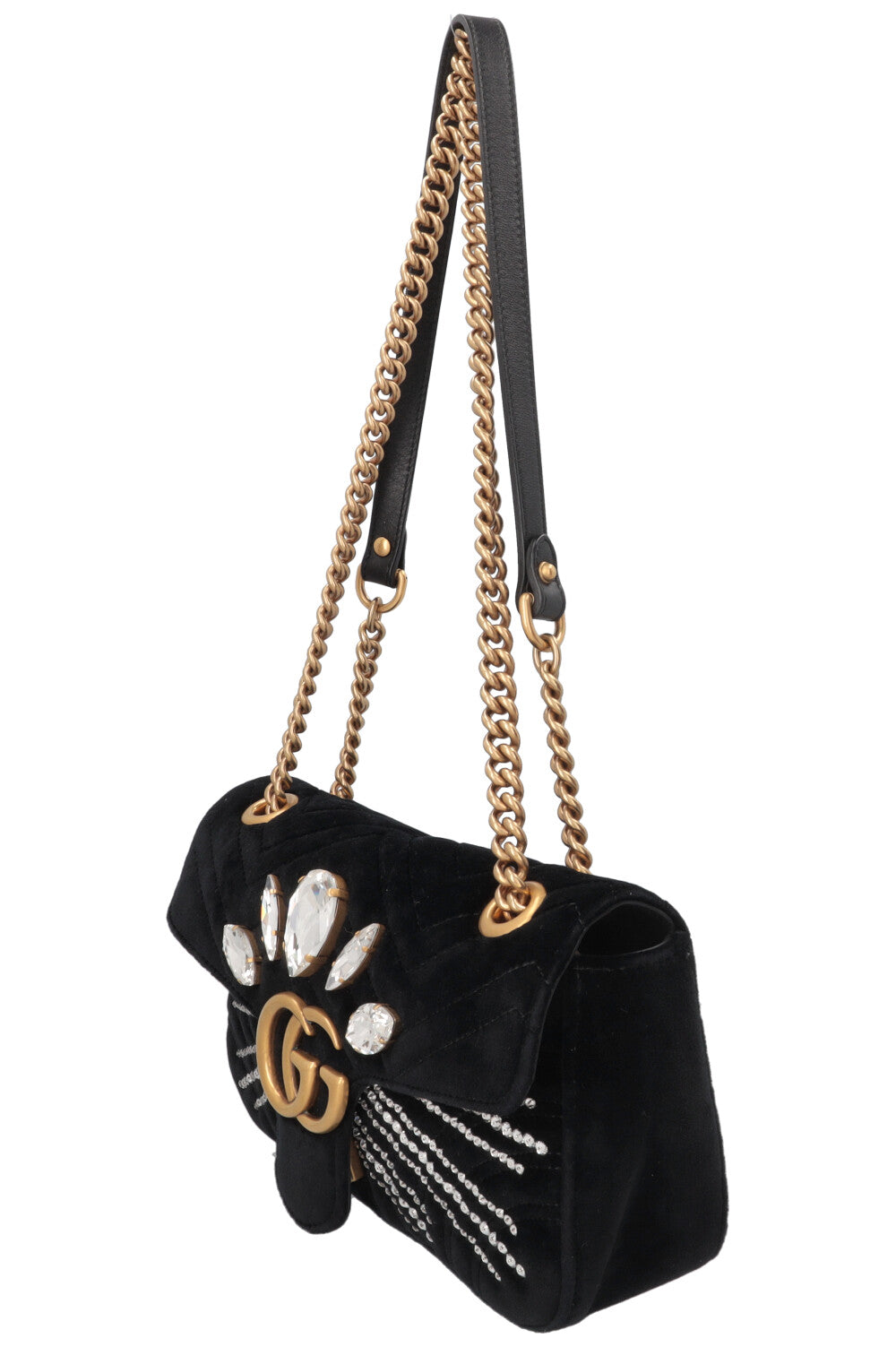 GUCCI Small Marmont Bag Embellished Velvet Black
