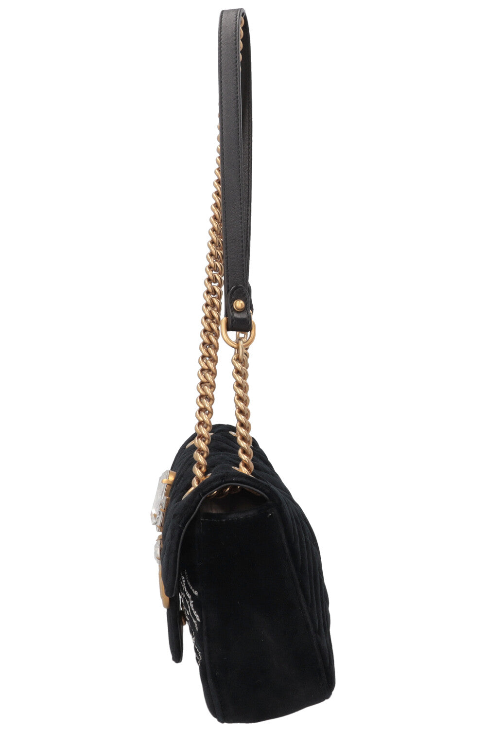 GUCCI Small Marmont Bag Embellished Velvet Black
