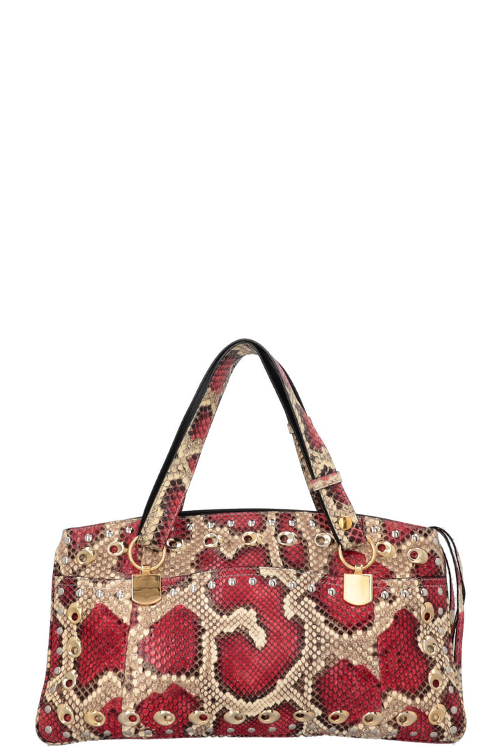 GUCCI Grand cabas Arli en python rouge et crème