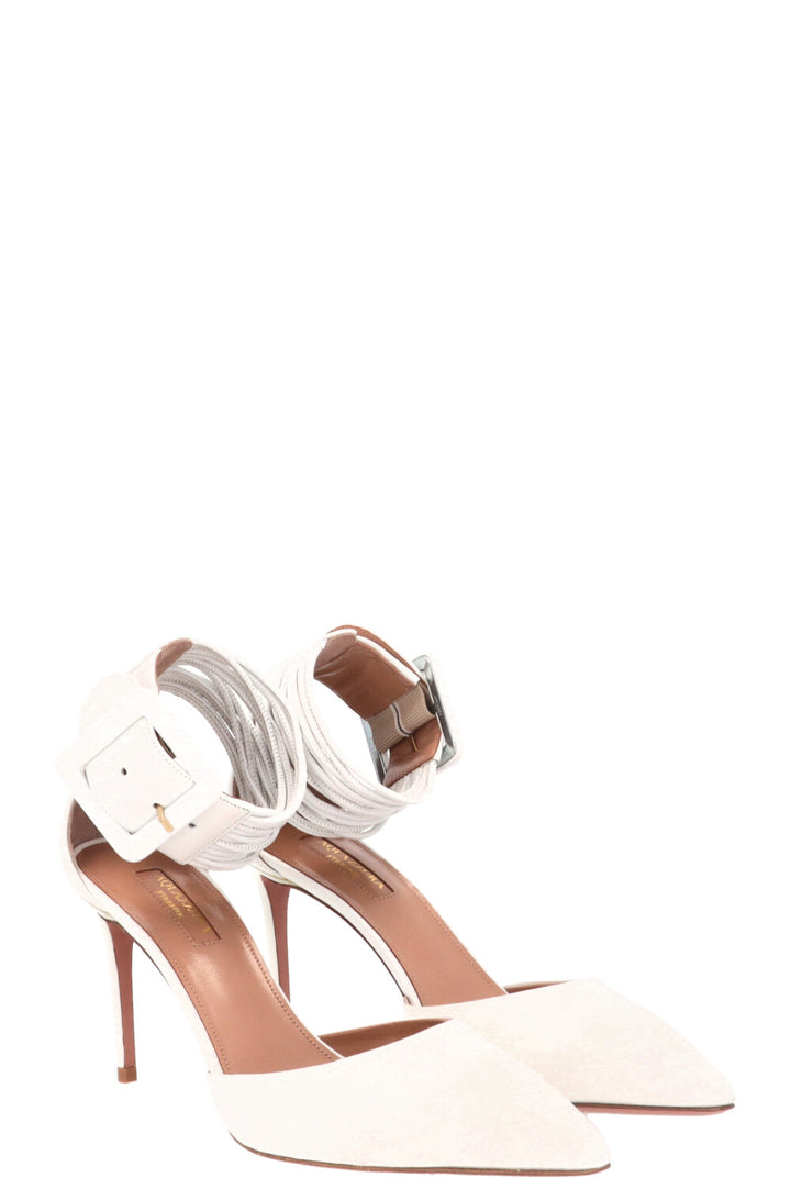 AQUAZZURA Casablanca Ankle Cuff Heels Leather White