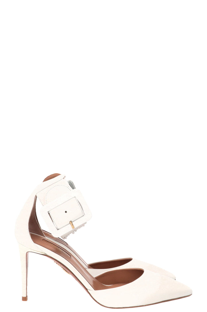 AQUAZZURA Casablanca Ankle Cuff Heels Leather White