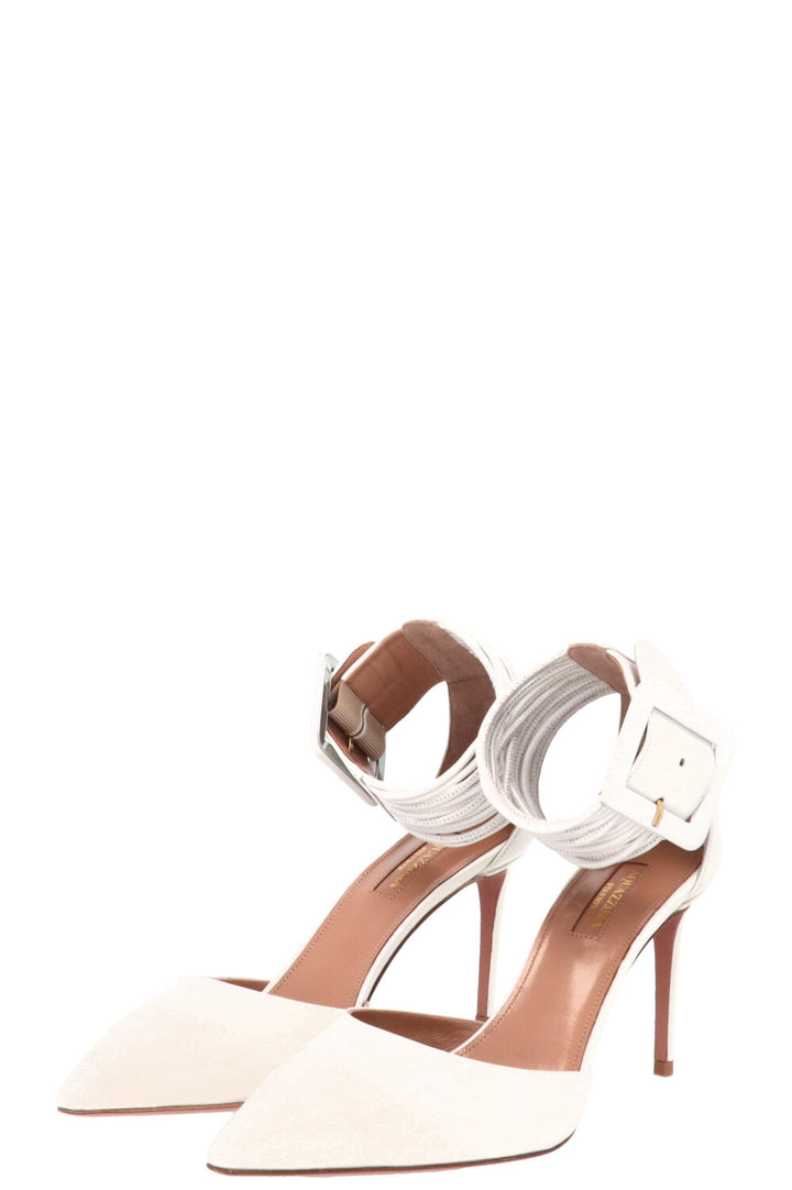 AQUAZZURA Casablanca Ankle Cuff Heels Leather White