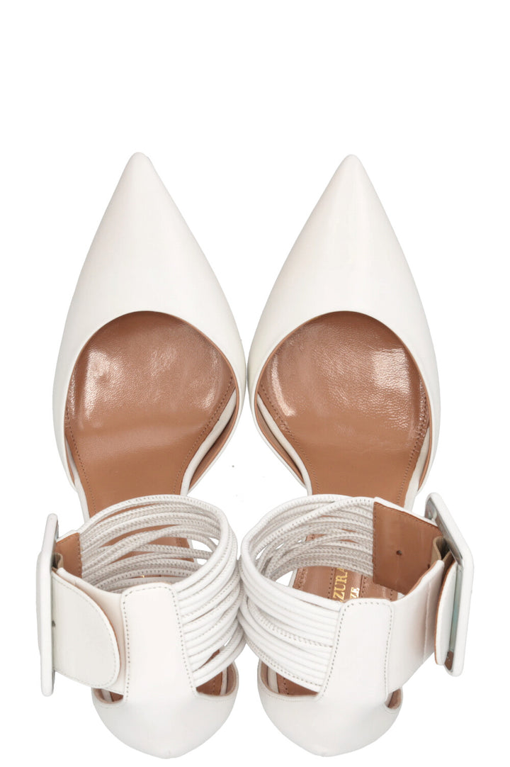 AQUAZZURA Casablanca Ankle Cuff Heels Leather White