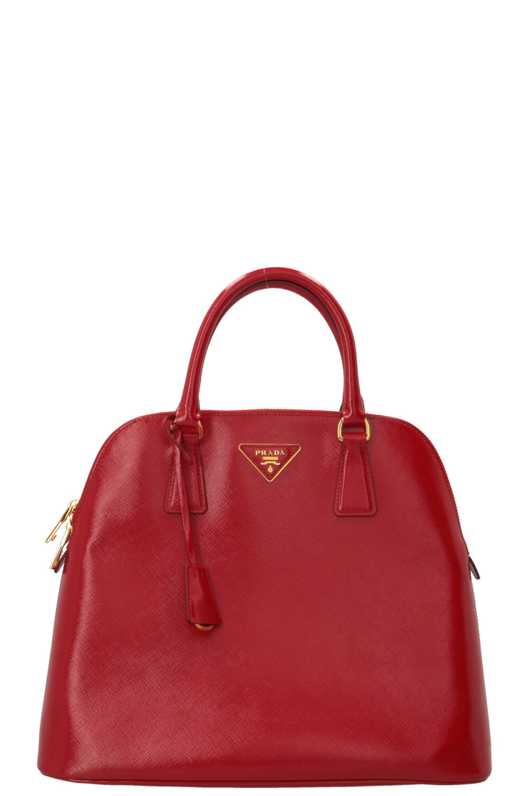 PRADA Vernice Promenade Tote Shiny Saffiano Red