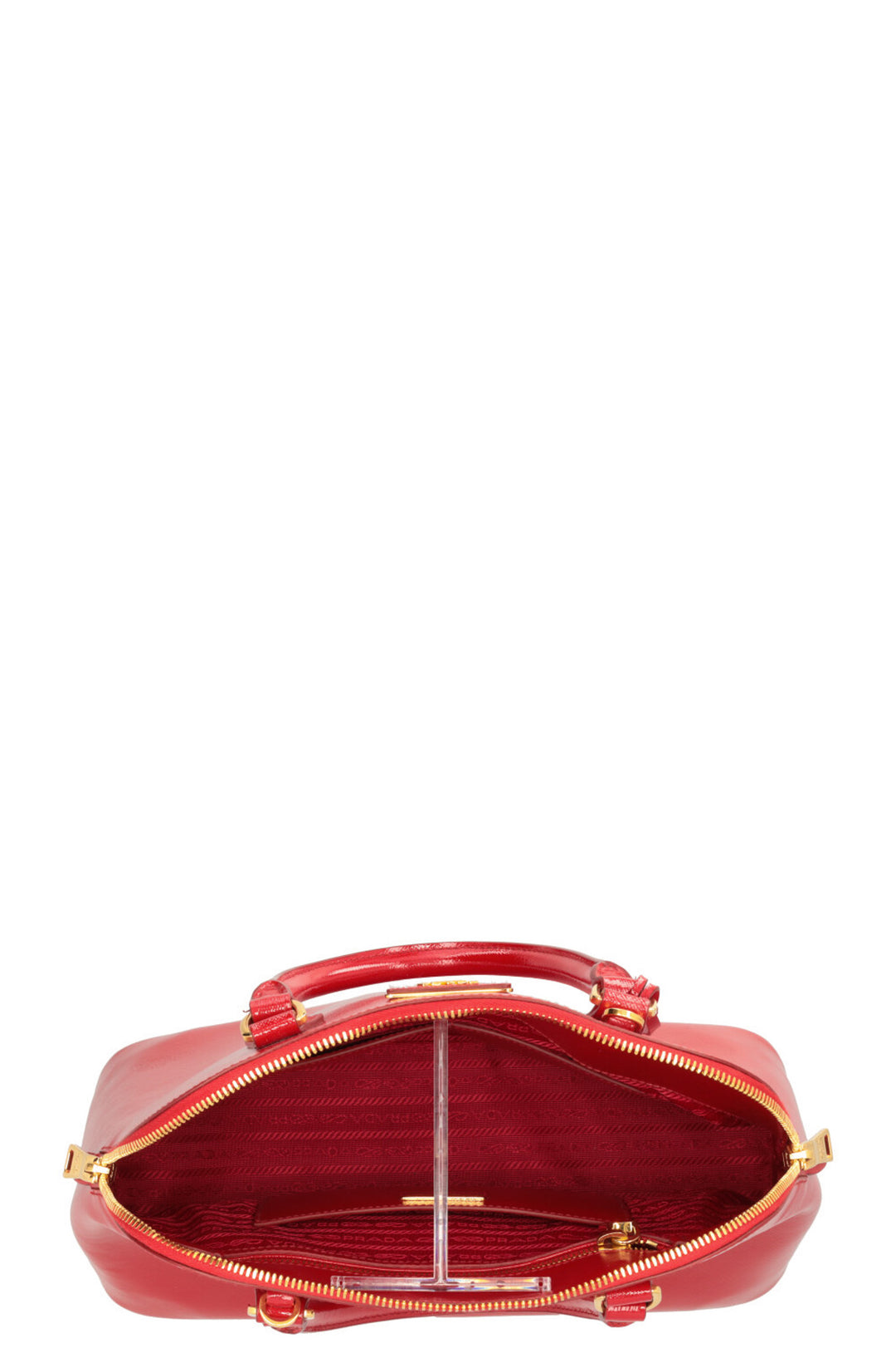 PRADA Vernice Promenade Tote Shiny Saffiano Red
