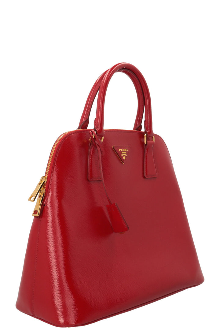 PRADA Vernice Promenade Tote Shiny Saffiano Red
