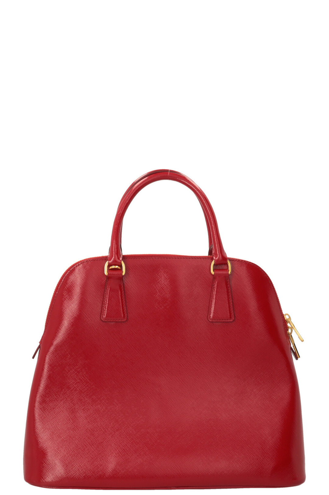 PRADA Vernice Promenade Tote Shiny Saffiano Red