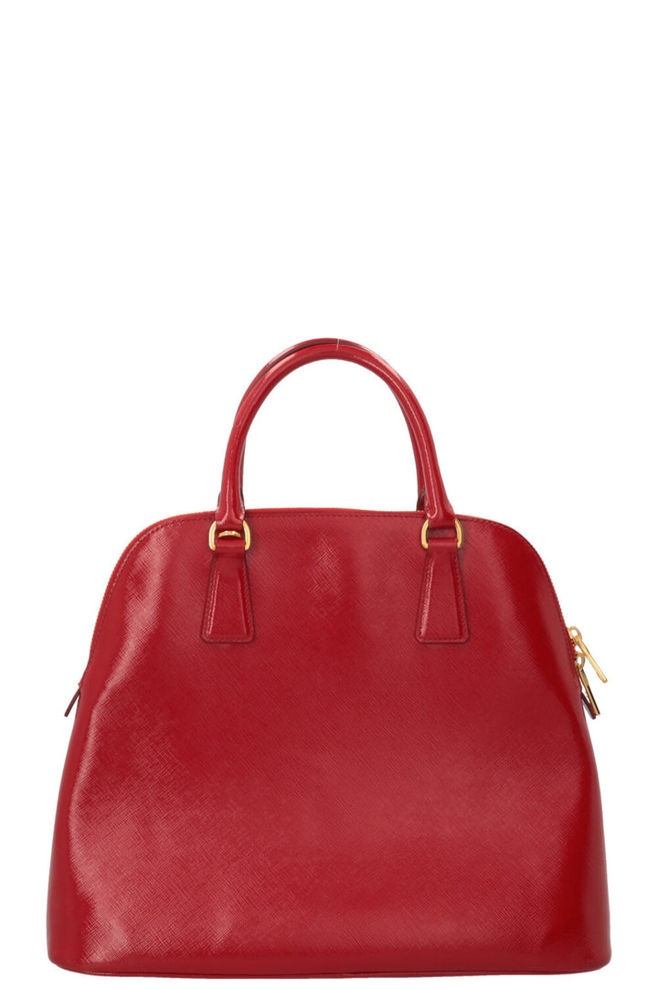 PRADA Vernice Promenade Tote Shiny Saffiano Red
