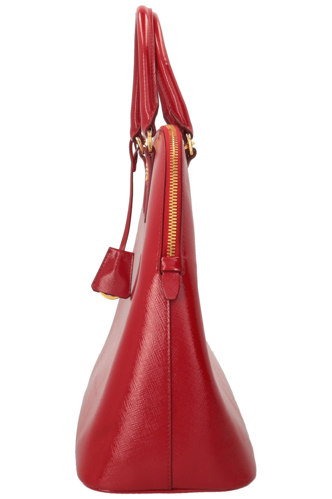 PRADA Vernice Promenade Tote Shiny Saffiano Red