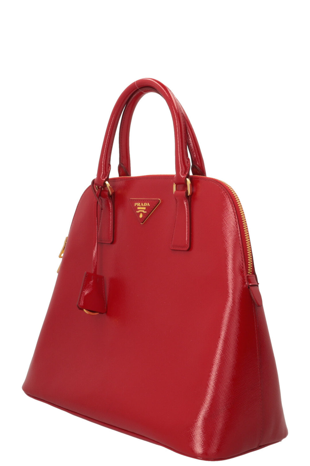 PRADA Vernice Promenade Tote Shiny Saffiano Red