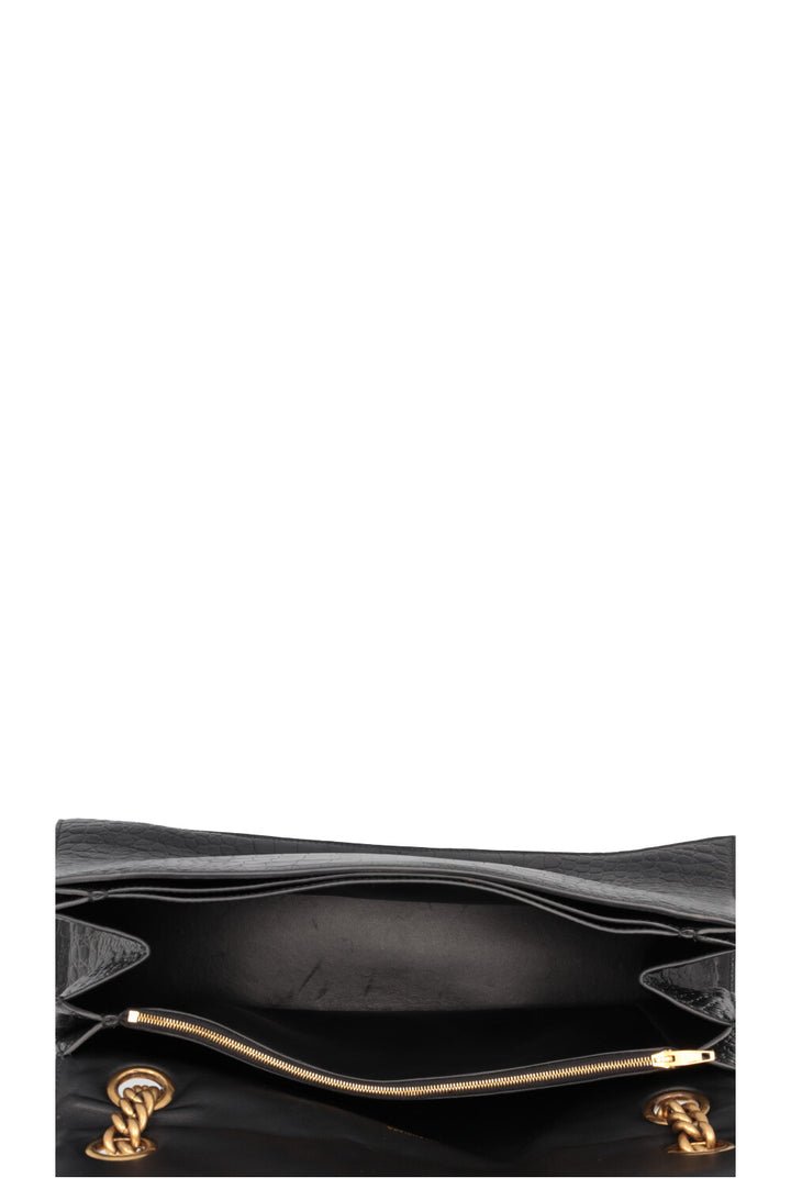BALENCIAGA Crush Chain Bag Large Croc Embossed Black