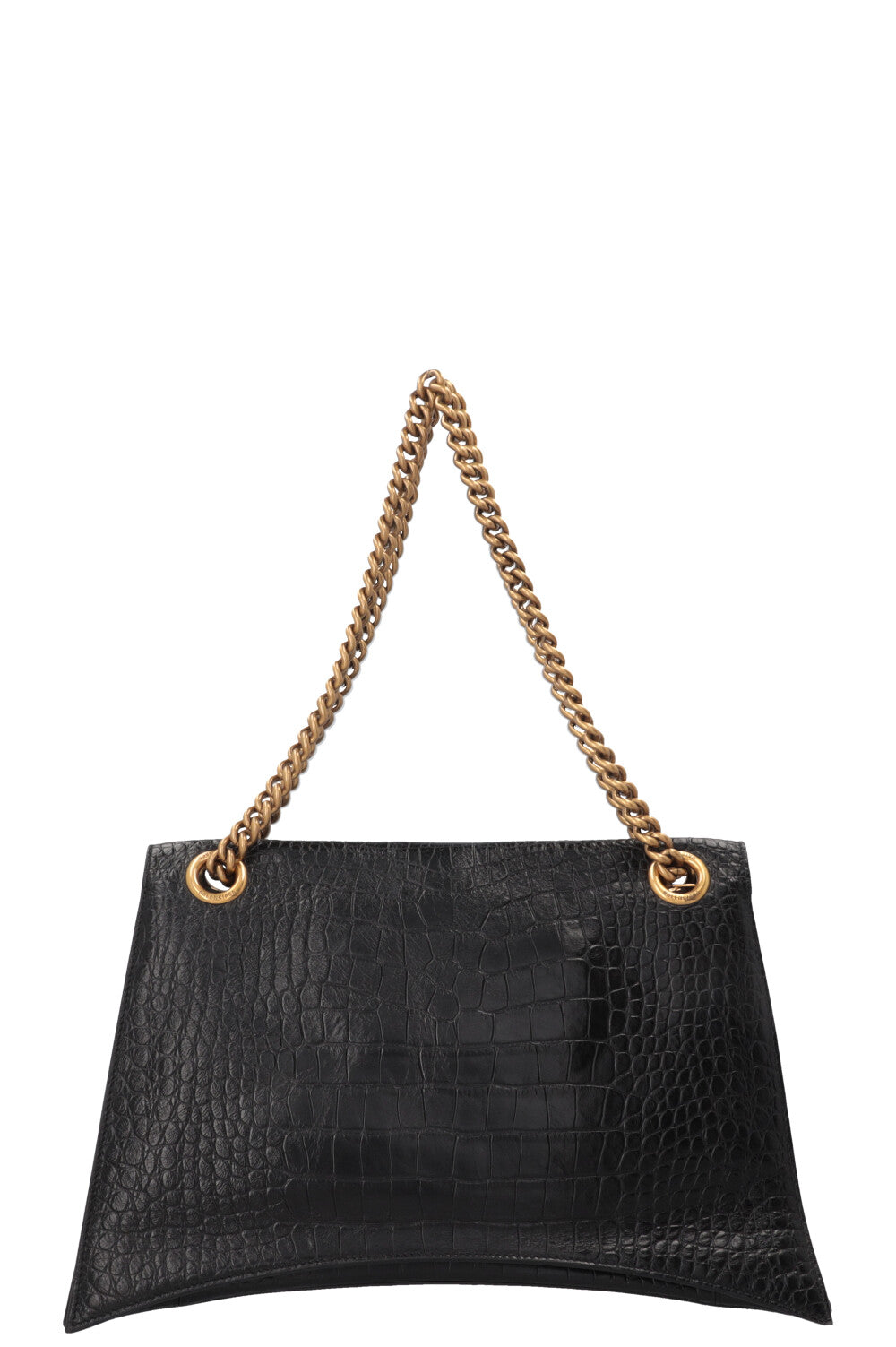 BALENCIAGA Crush Chain Bag Large Croc Embossed Black