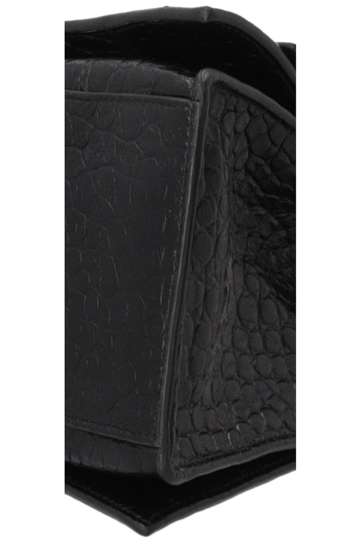 BALENCIAGA Crush Chain Bag Large Croc Embossed Black
