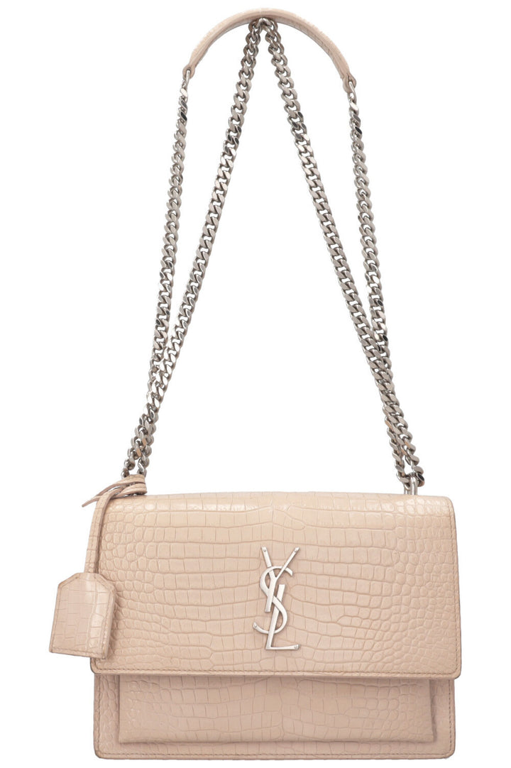 YVES SAINT LAURENT Sunset Bag Croc Embossed Nude